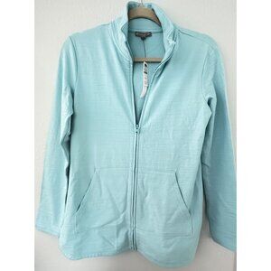 T By Talbots Women's XS Aqua Zip Jacket w/ Pockets & UPF 50+ Slub Terry Jacket